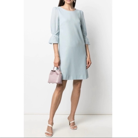 Goat Dresses & Skirts - Goat London Gem Flounce Sleeve Wool Tunic Dress 6 Frost Blue NWOT